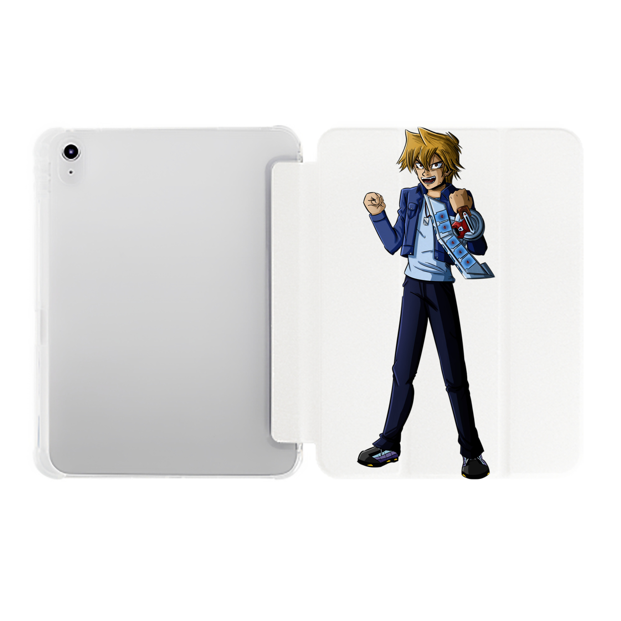 （画像用） 遊☆戯☆王 Yu-Gi-Oh! IPad ケース ペン収納付き 三つ折りスタンド PUレザー×シリコン 対応機種9.5/10.5/10.9インチ